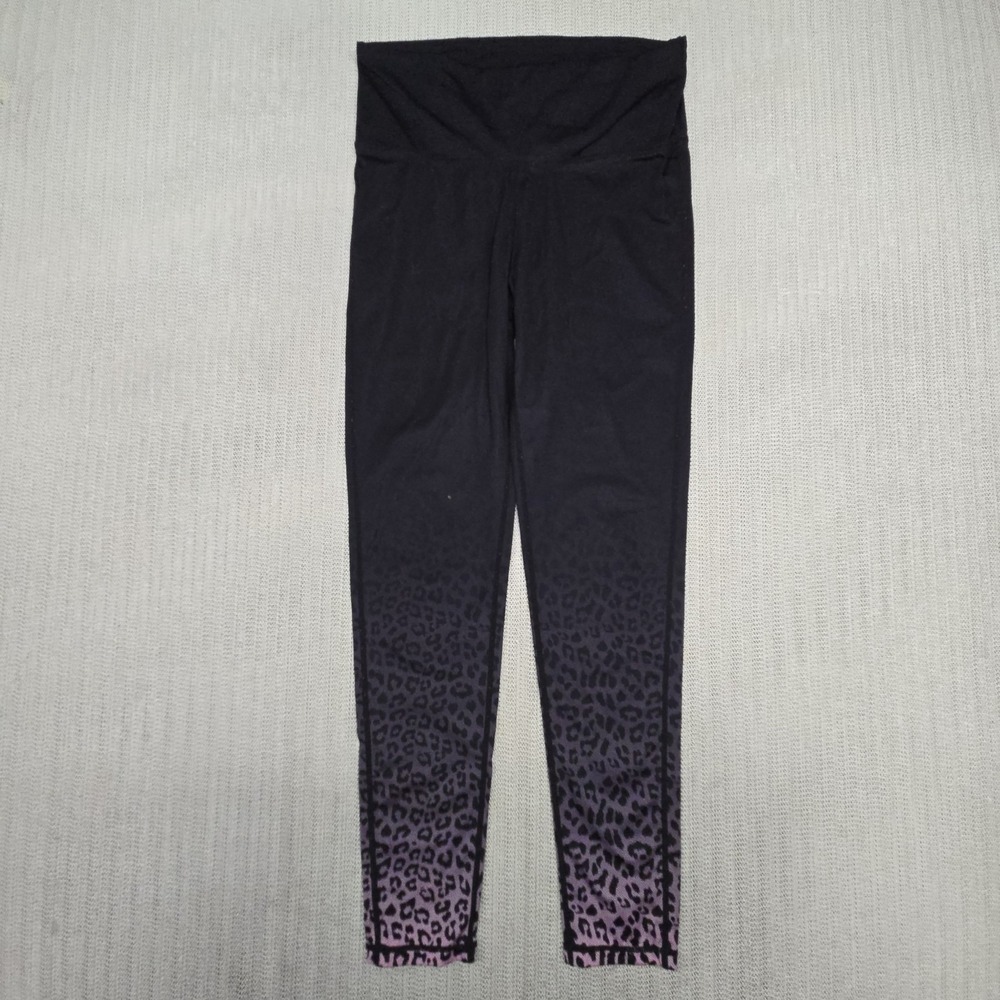 Mono B Leggings Womens Medium Black Leopard Ombre Ankle High Rise Stretch